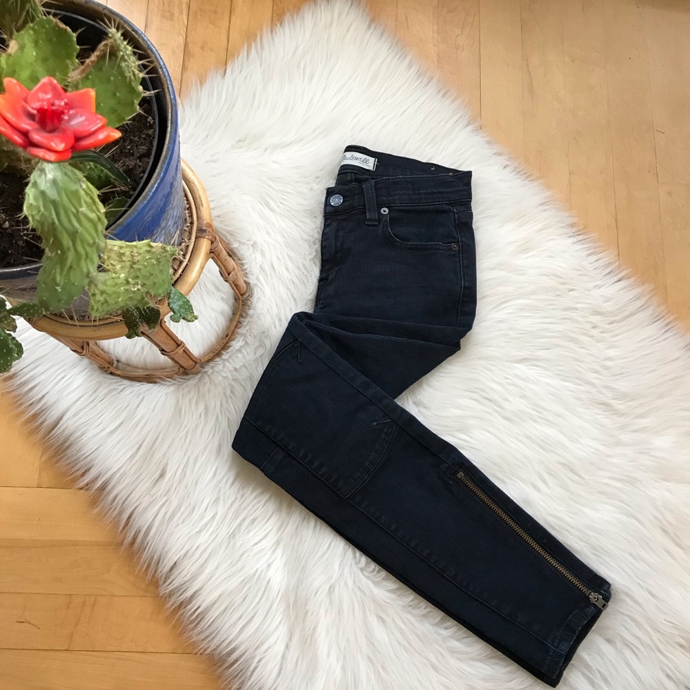 Madewell skinny skinny zip ankle black jeans